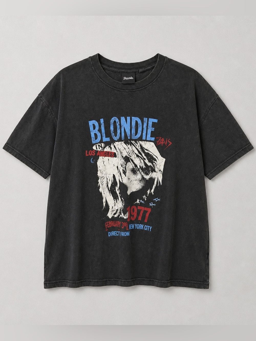 Blondie 1977 Oversized Graphic Band Tee‎ Washed Black Relaxed Fit XS
